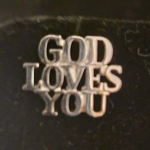 Vintage Sterling Silver Tiffany & Co "God Loves You" Pin or Brooch - No Back